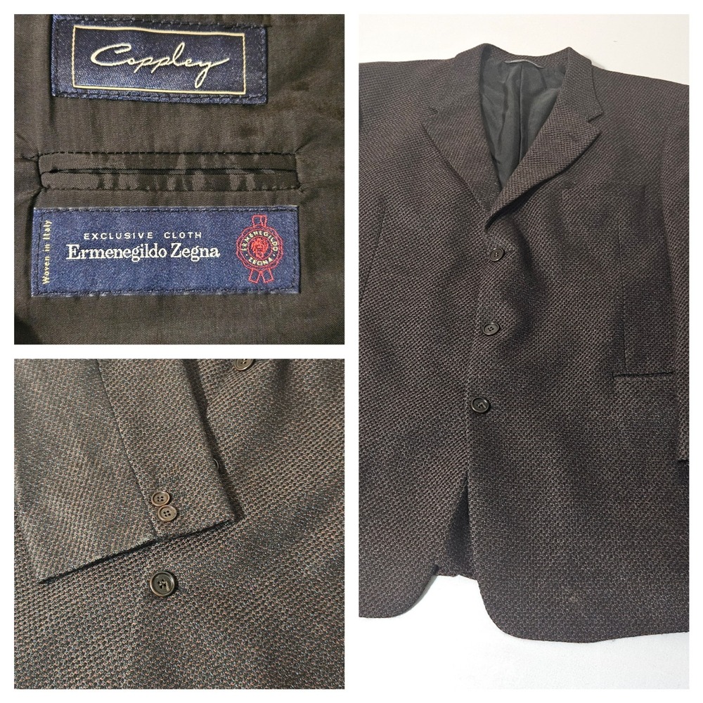 Coppley Zegna Blazer Sportcoat 46 Wool & Cashmere ITALY Jacket‎ Black & Copper